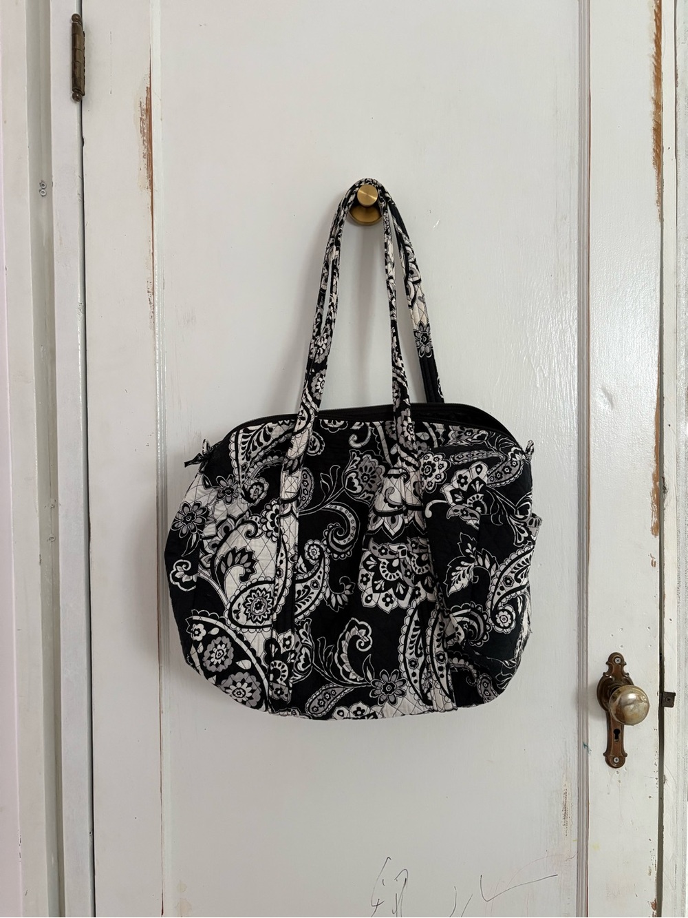 Vera Bradley Black & White Paisley Tote Bag